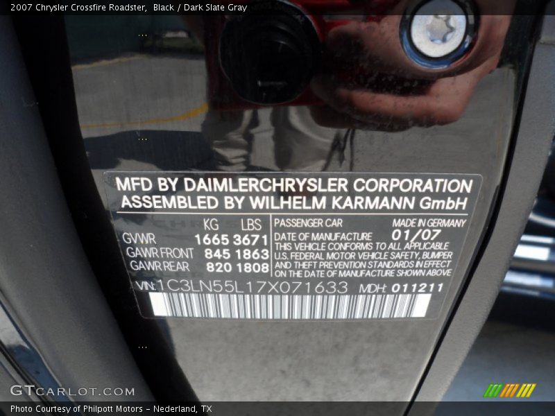 Black / Dark Slate Gray 2007 Chrysler Crossfire Roadster