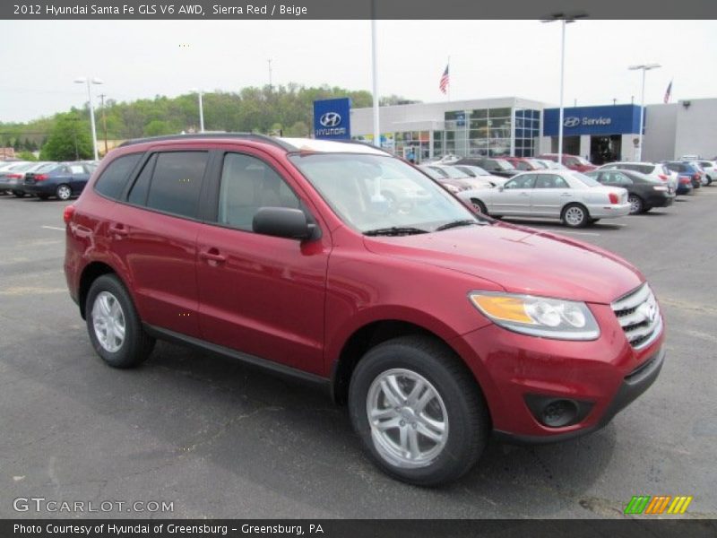 Sierra Red / Beige 2012 Hyundai Santa Fe GLS V6 AWD