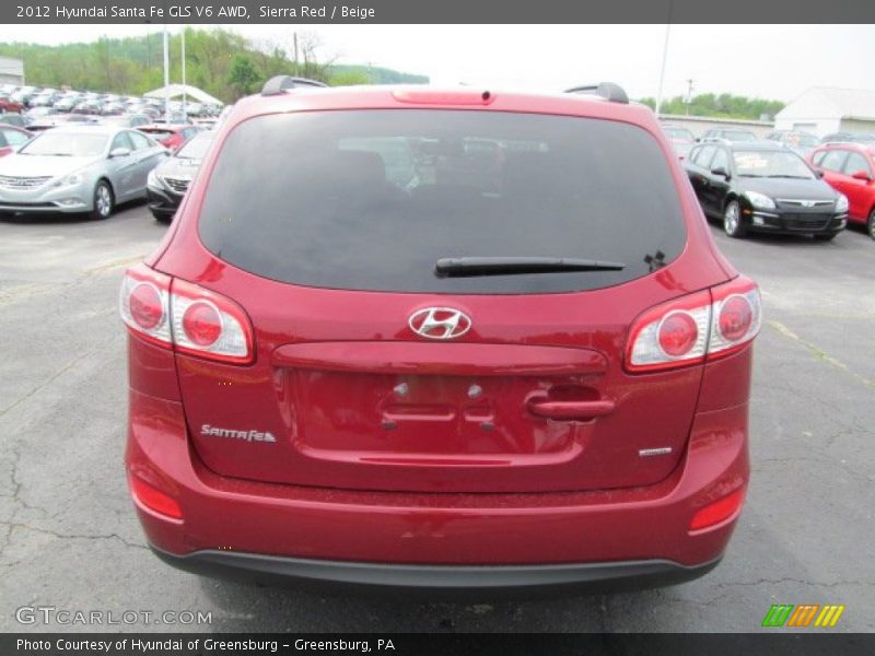 Sierra Red / Beige 2012 Hyundai Santa Fe GLS V6 AWD