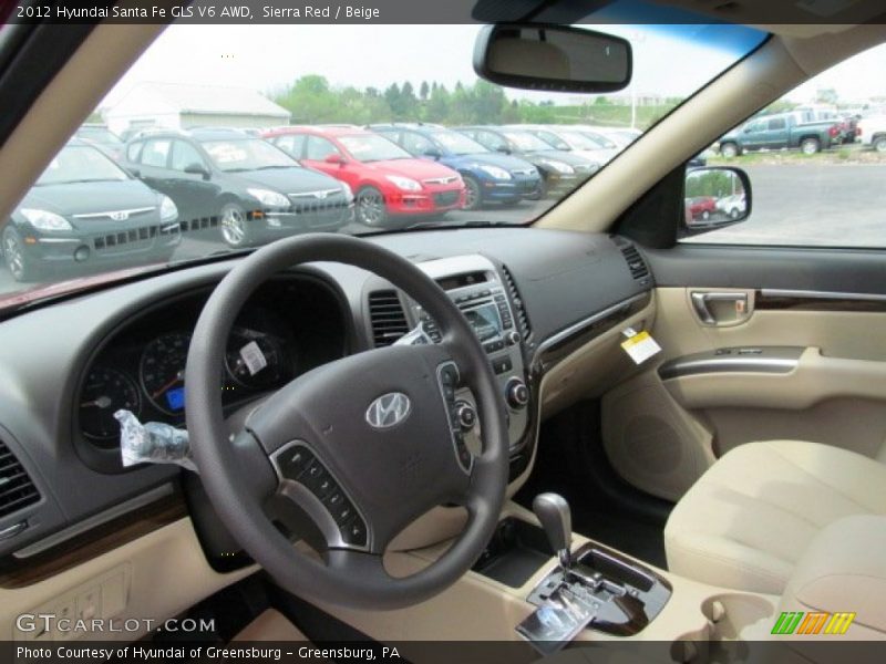 Sierra Red / Beige 2012 Hyundai Santa Fe GLS V6 AWD