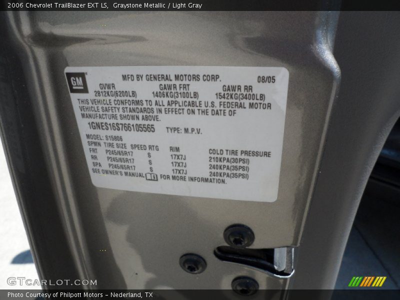 Graystone Metallic / Light Gray 2006 Chevrolet TrailBlazer EXT LS