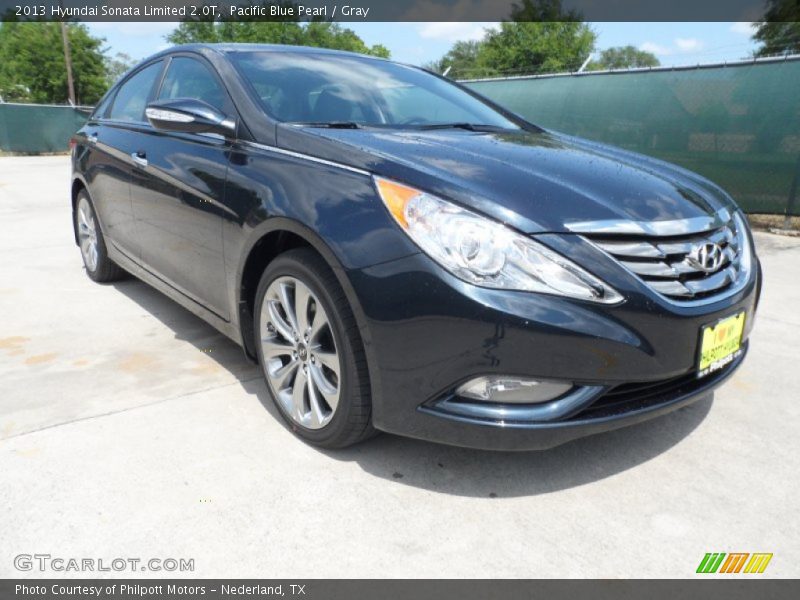 Pacific Blue Pearl / Gray 2013 Hyundai Sonata Limited 2.0T