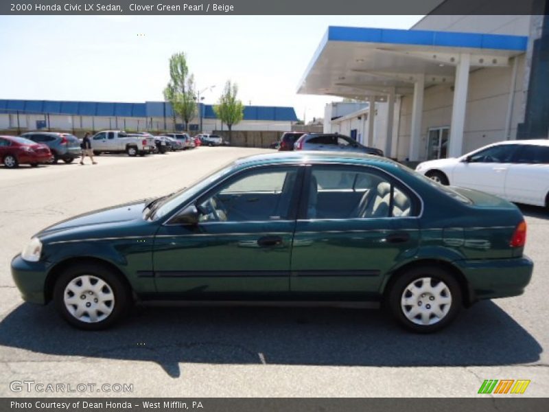 Clover Green Pearl / Beige 2000 Honda Civic LX Sedan