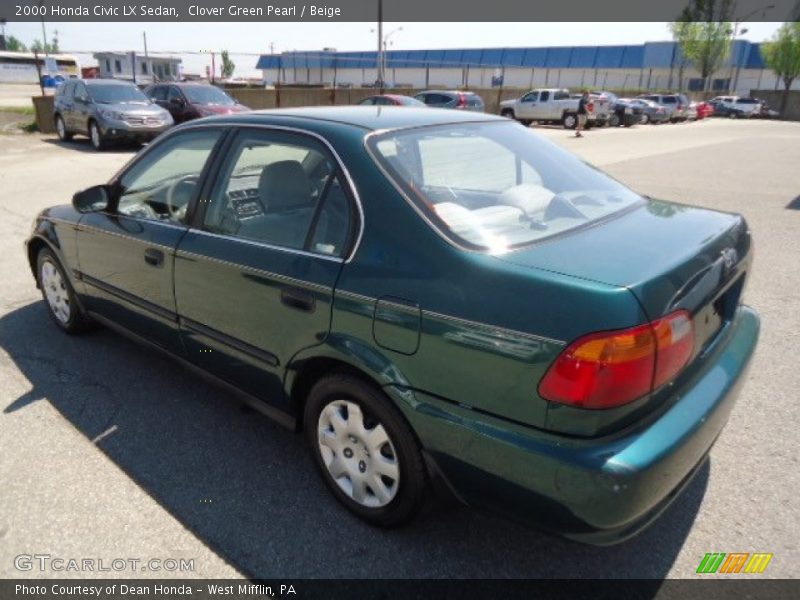 Clover Green Pearl / Beige 2000 Honda Civic LX Sedan