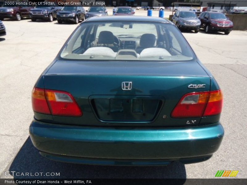 Clover Green Pearl / Beige 2000 Honda Civic LX Sedan