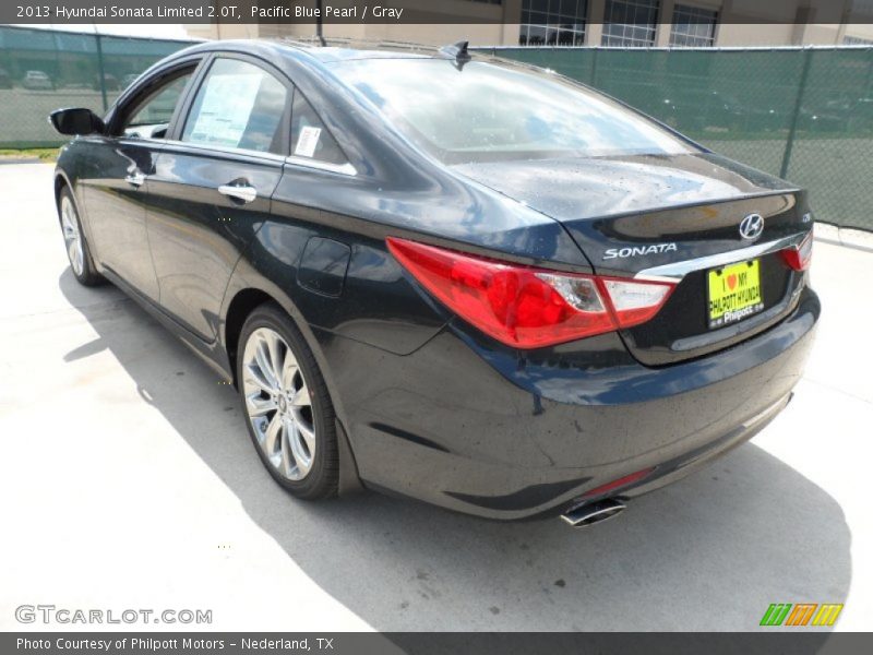 Pacific Blue Pearl / Gray 2013 Hyundai Sonata Limited 2.0T