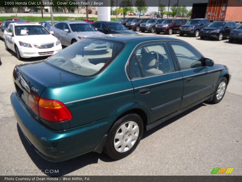 Clover Green Pearl / Beige 2000 Honda Civic LX Sedan
