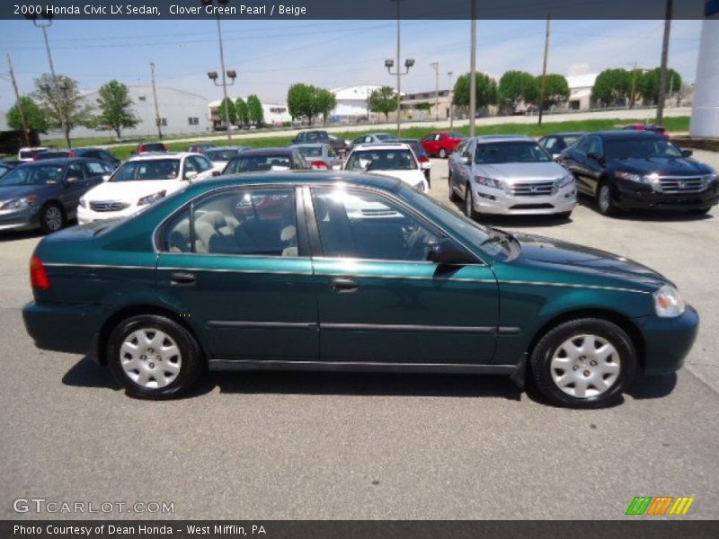 Clover Green Pearl / Beige 2000 Honda Civic LX Sedan