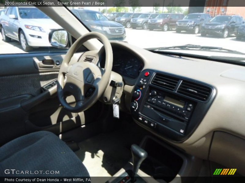 Clover Green Pearl / Beige 2000 Honda Civic LX Sedan