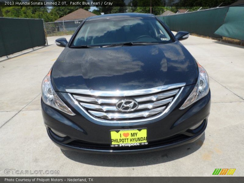 Pacific Blue Pearl / Gray 2013 Hyundai Sonata Limited 2.0T