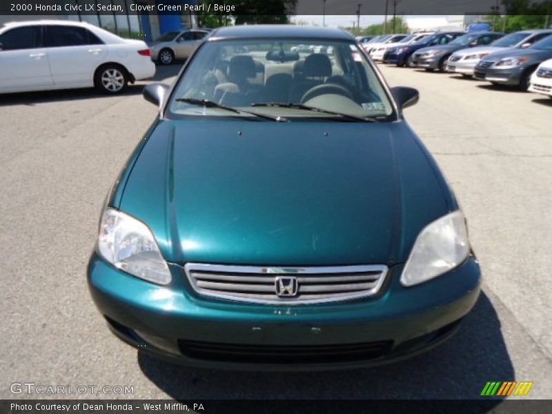 Clover Green Pearl / Beige 2000 Honda Civic LX Sedan