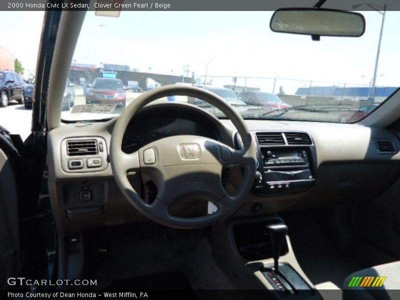 Clover Green Pearl / Beige 2000 Honda Civic LX Sedan