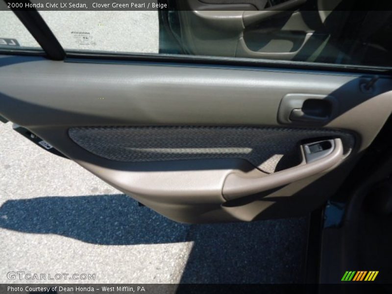 Clover Green Pearl / Beige 2000 Honda Civic LX Sedan