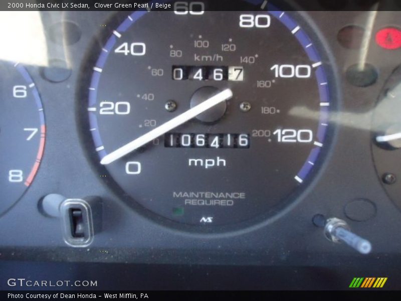 Clover Green Pearl / Beige 2000 Honda Civic LX Sedan