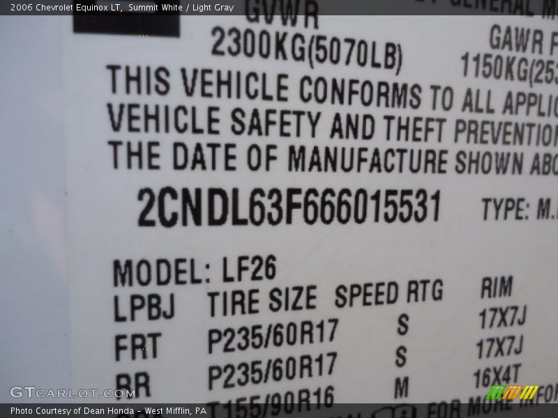 Summit White / Light Gray 2006 Chevrolet Equinox LT