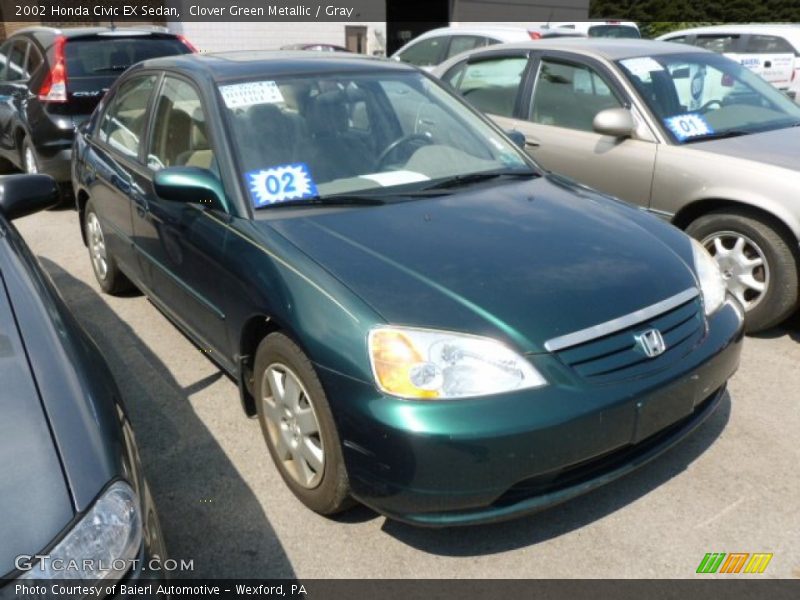 Clover Green Metallic / Gray 2002 Honda Civic EX Sedan