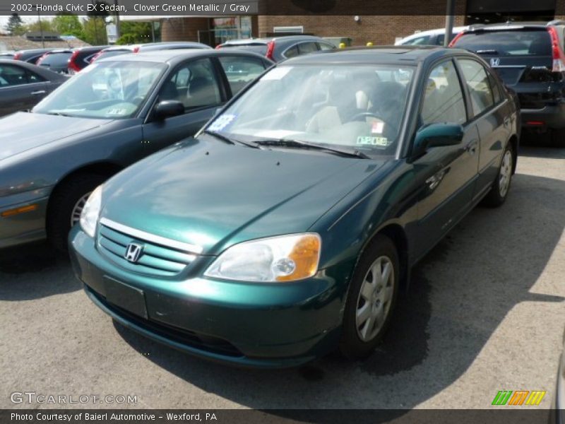 Clover Green Metallic / Gray 2002 Honda Civic EX Sedan