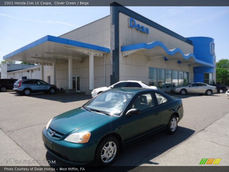 Clover Green / Beige 2001 Honda Civic LX Coupe