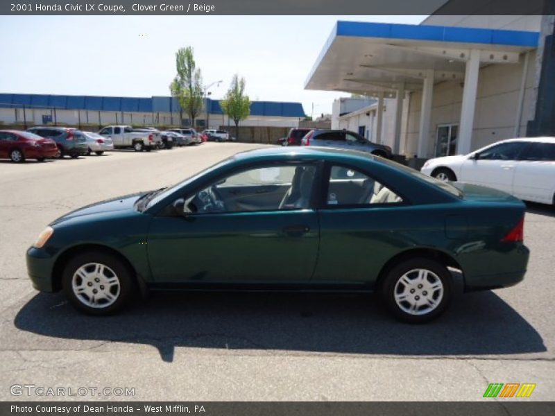 Clover Green / Beige 2001 Honda Civic LX Coupe