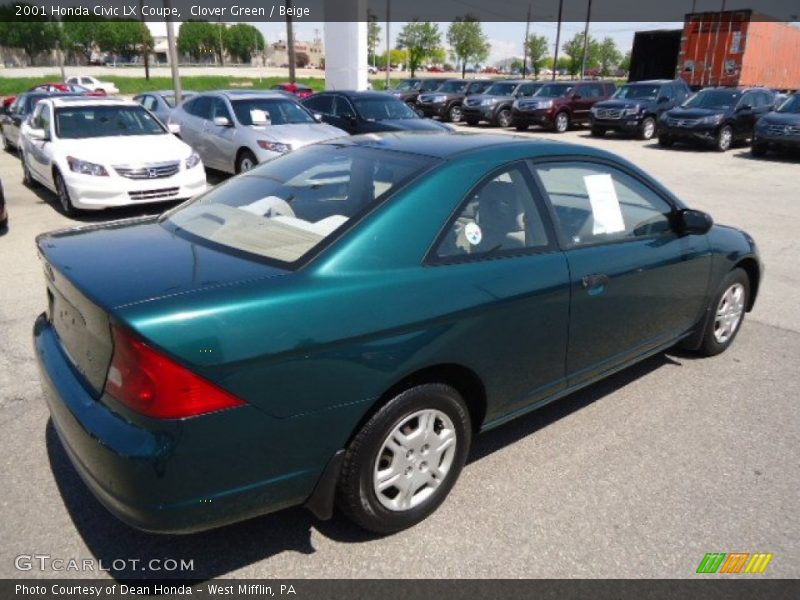 Clover Green / Beige 2001 Honda Civic LX Coupe