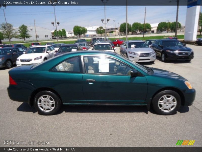 Clover Green / Beige 2001 Honda Civic LX Coupe