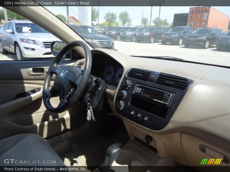 Clover Green / Beige 2001 Honda Civic LX Coupe