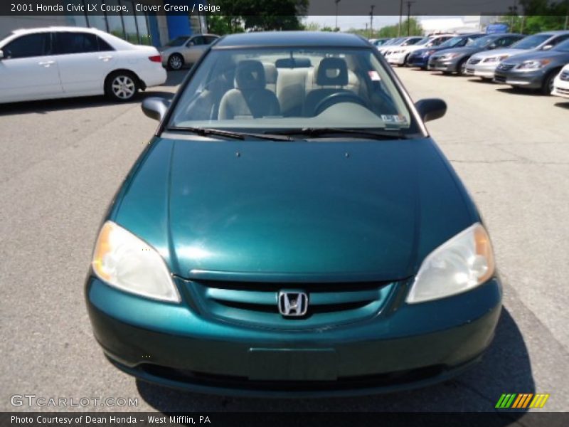 Clover Green / Beige 2001 Honda Civic LX Coupe