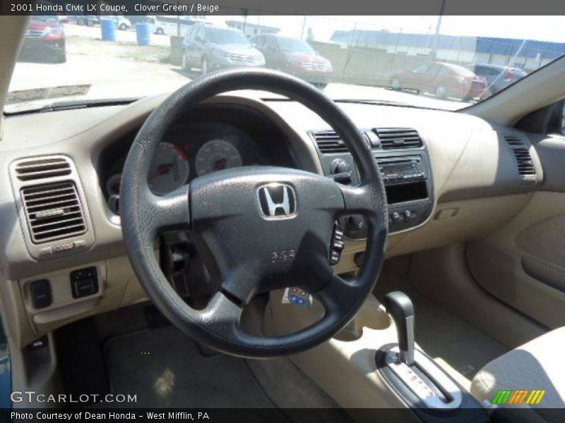 Clover Green / Beige 2001 Honda Civic LX Coupe