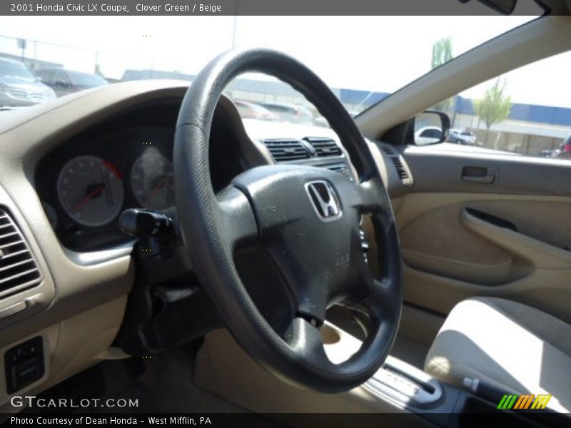 Clover Green / Beige 2001 Honda Civic LX Coupe