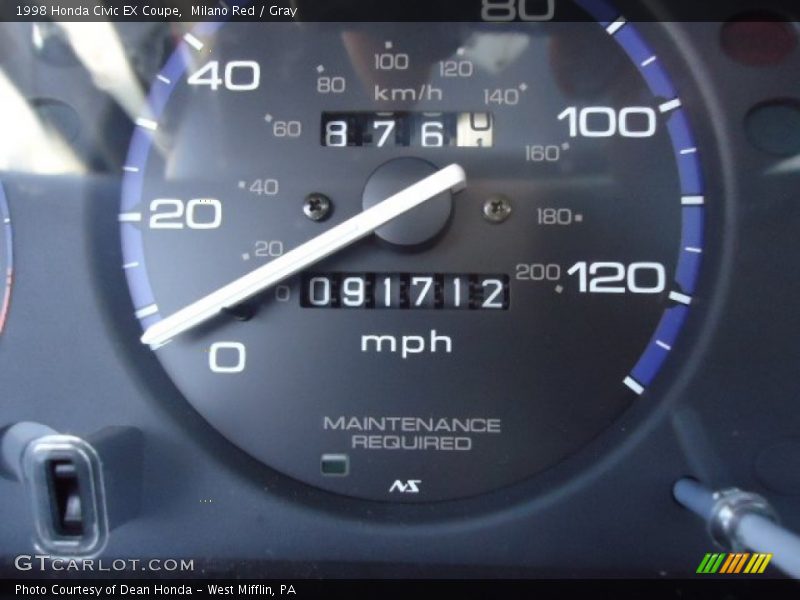 Milano Red / Gray 1998 Honda Civic EX Coupe