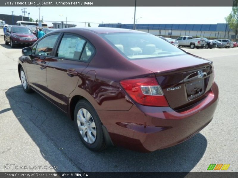 Crimson Pearl / Beige 2012 Honda Civic LX Sedan