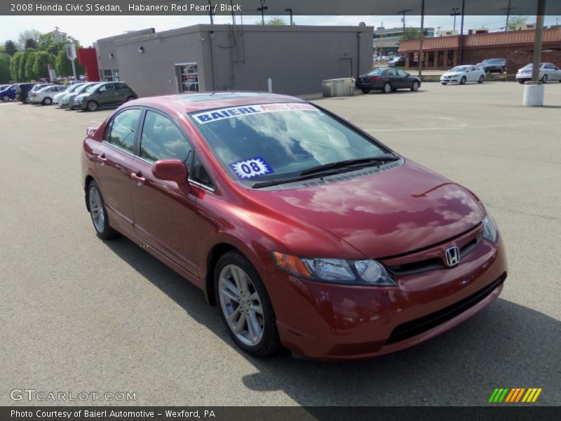 Habanero Red Pearl / Black 2008 Honda Civic Si Sedan