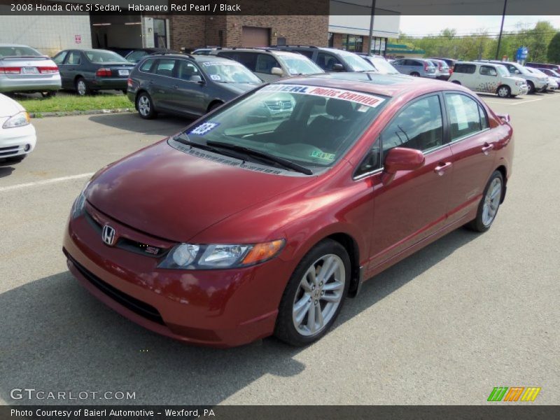Habanero Red Pearl / Black 2008 Honda Civic Si Sedan
