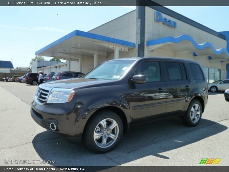 Dark Amber Metallic / Beige 2012 Honda Pilot EX-L 4WD