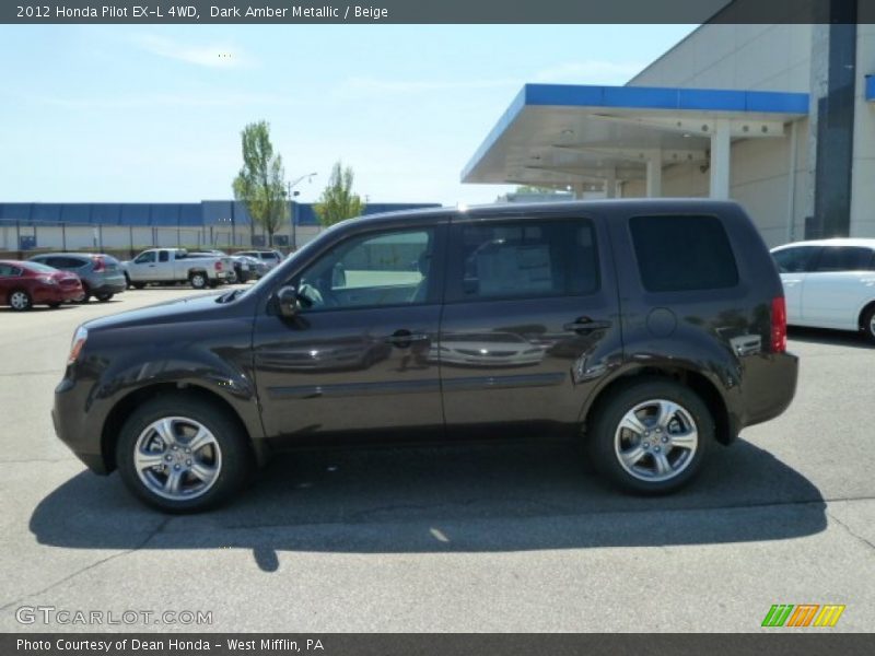 Dark Amber Metallic / Beige 2012 Honda Pilot EX-L 4WD