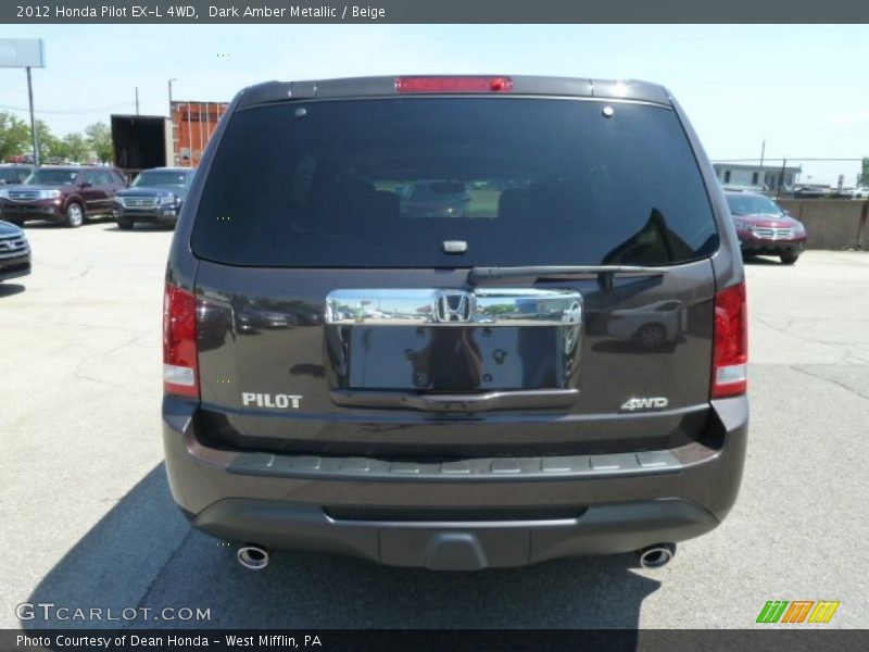 Dark Amber Metallic / Beige 2012 Honda Pilot EX-L 4WD