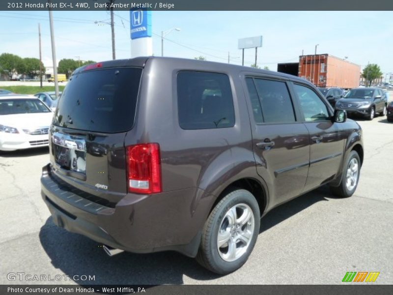 Dark Amber Metallic / Beige 2012 Honda Pilot EX-L 4WD