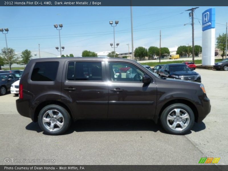 Dark Amber Metallic / Beige 2012 Honda Pilot EX-L 4WD