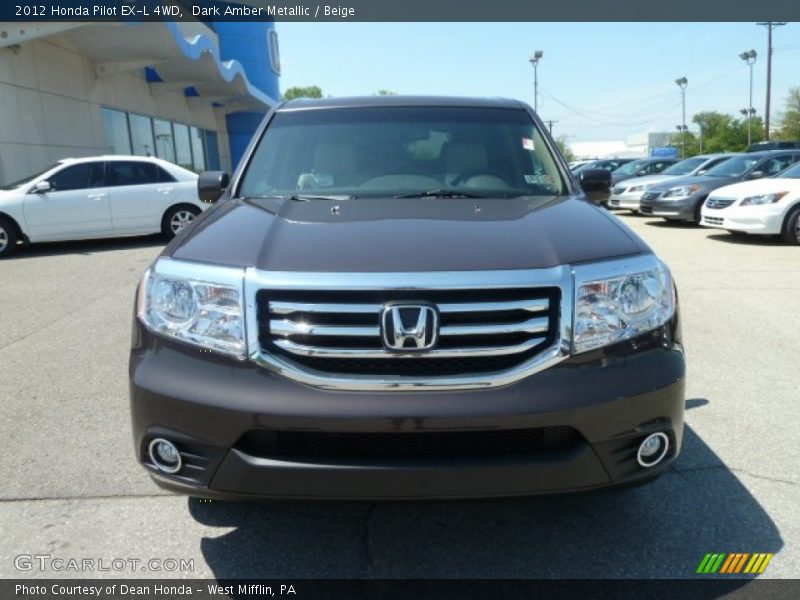Dark Amber Metallic / Beige 2012 Honda Pilot EX-L 4WD