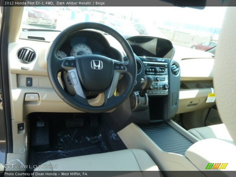 Dark Amber Metallic / Beige 2012 Honda Pilot EX-L 4WD