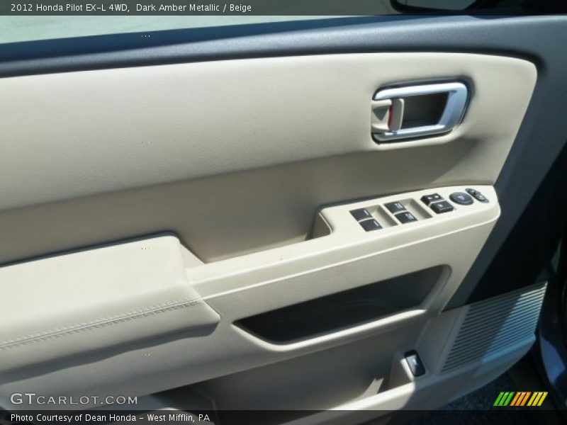 Dark Amber Metallic / Beige 2012 Honda Pilot EX-L 4WD