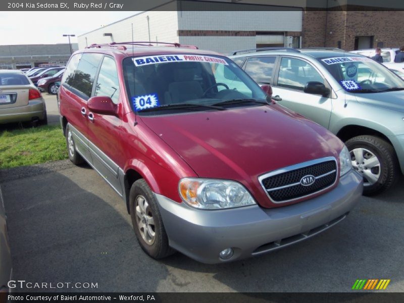 Ruby Red / Gray 2004 Kia Sedona EX
