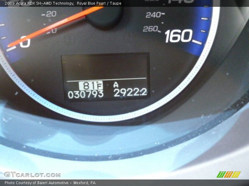 Royal Blue Pearl / Taupe 2009 Acura RDX SH-AWD Technology
