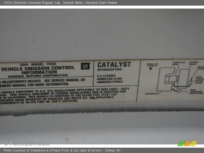 Summit White / Medium Dark Pewter 2004 Chevrolet Colorado Regular Cab