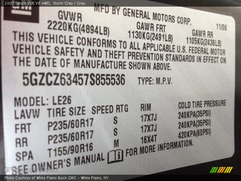 Storm Gray / Gray 2007 Saturn VUE V6 AWD