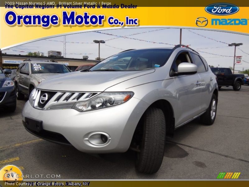 Brilliant Silver Metallic / Beige 2009 Nissan Murano S AWD