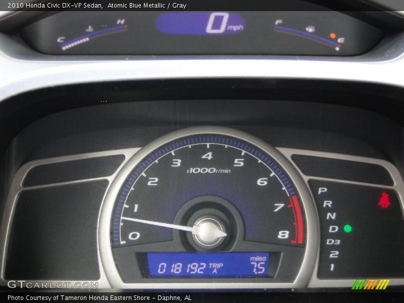 Atomic Blue Metallic / Gray 2010 Honda Civic DX-VP Sedan