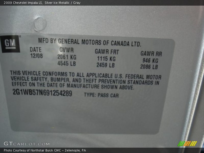 Silver Ice Metallic / Gray 2009 Chevrolet Impala LS