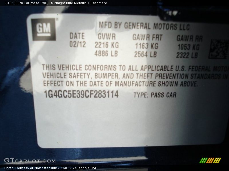 Midnight Blue Metallic / Cashmere 2012 Buick LaCrosse FWD