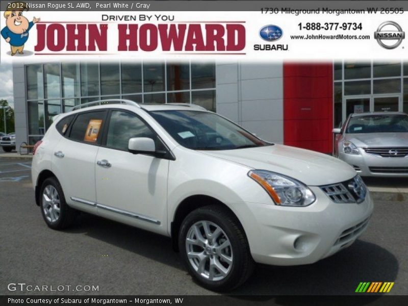Pearl White / Gray 2012 Nissan Rogue SL AWD